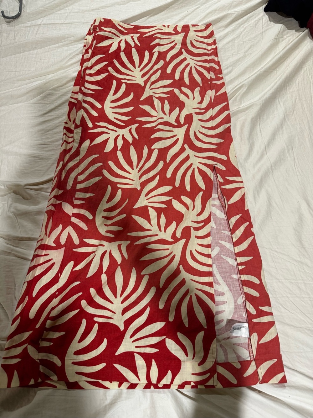 a new day Red and Cream Tropical Print Maxi Skirt with Side Slit
